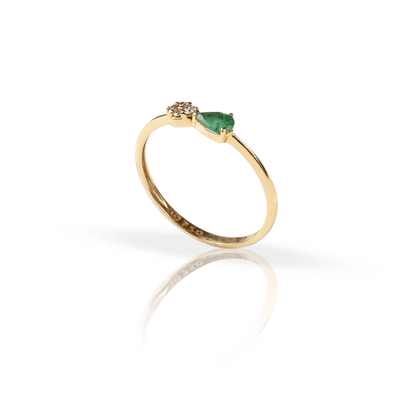 Anel Gota Esmeralda com Diamante - Imagem 1