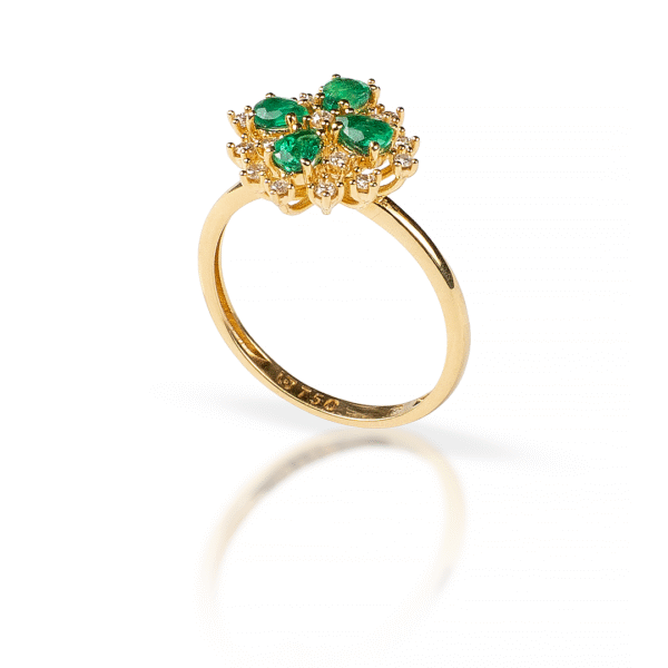 Anel Chuveiro Esmeralda com Diamantes - Imagem 1