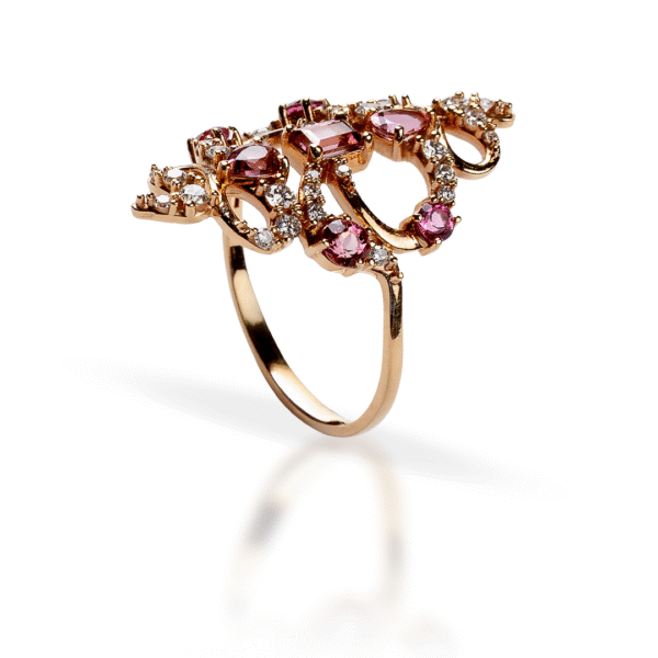 Anel Turmalina com Diamantes - Imagem 1