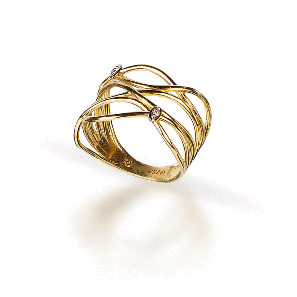 Anel Trabalhado com Diamantes - Imagem 1