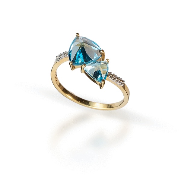 Anel Triângulo de Topázio com Diamantes - Imagem 1