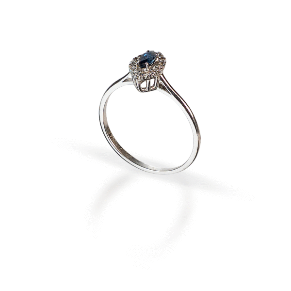 Anel Safira com Diamantes - Imagem 1