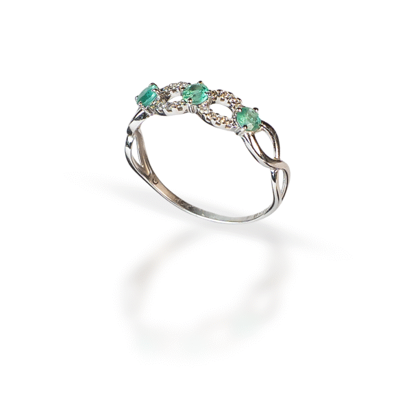 Anel Esmeralda com Diamantes - Imagem 1