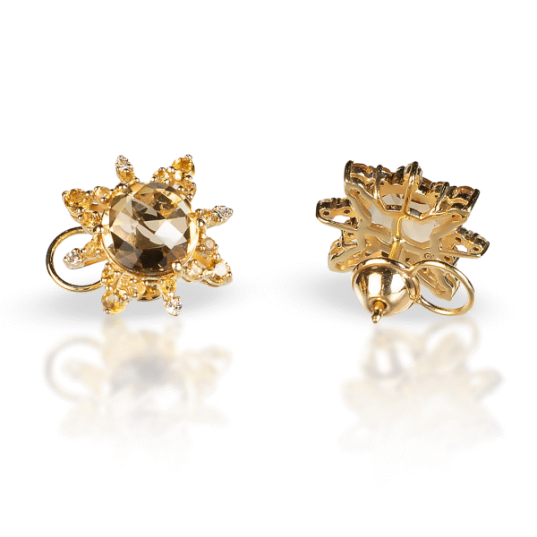 Brinco Sol Citrino com Diamantes - Imagem 1