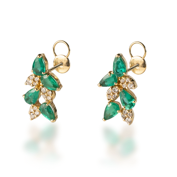 Brinco Gota de Esmeralda com Diamantes - Imagem 1
