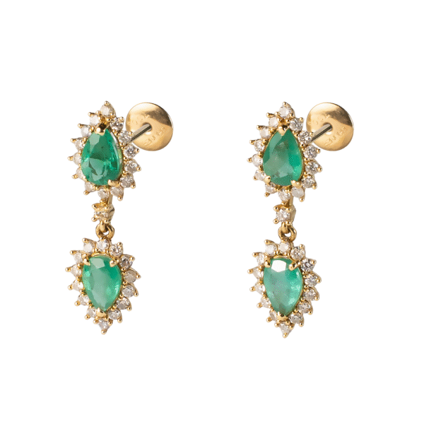 Brinco Gotas Esmeralda com Diamantes - Imagem 1
