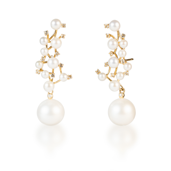 Brinco Pérolas com Diamantes - Imagem 1